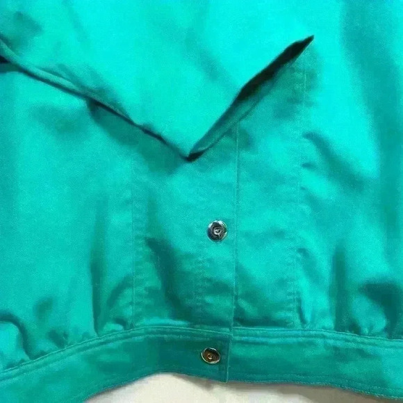 VINTAGE 70s 80s Bomber Jacket House Chore Coat Barn Jacket 3/5 Sleeve Teal XL - Picture 6 of 11